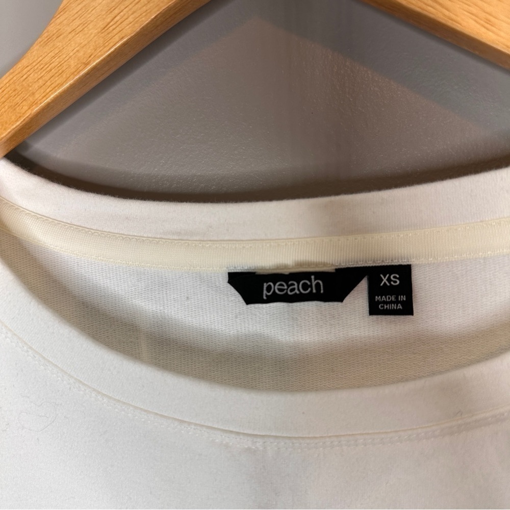 Peach white long sleeve zipper front Crewneck sweatshirt - Picture 3 of 5